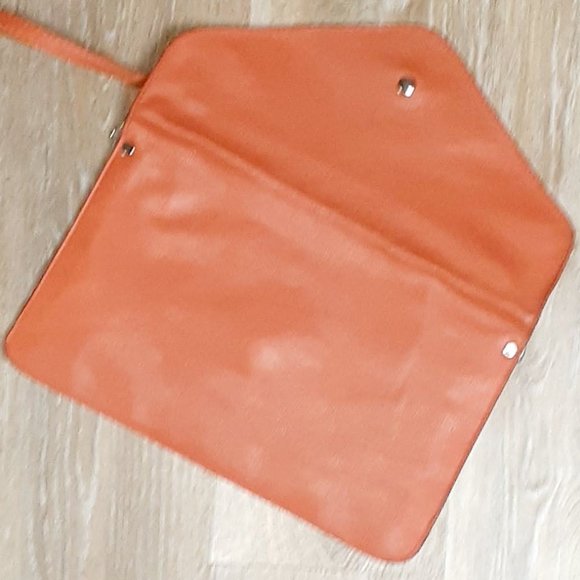 Orange Faux Leather Envelope Clutch purse - Picture 4 of 5